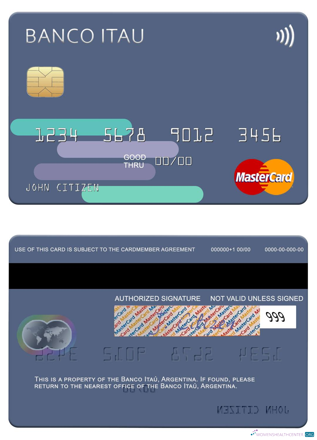Download Argentina Banco Itaú Argentina mastercard Photoshop template